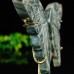 3.5" Natural Crystal Nine Dragon Jade Butterfly Wings Statue with Copper Holder