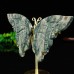 3.5" Natural Crystal Nine Dragon Jade Butterfly Wings Statue with Copper Holder