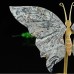 5" Natural Crystal Map Stone Butterfly Wings Skull Statue with Copper Holder