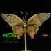 5" Natural Crystal Crazy Agate Butterfly Wings Skull Statue with Copper Holder