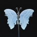 2.4" 35g Natural Crystal Blue Lace Agate Butterfly Wings Skull Statue + Iron Holder