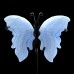 2.4" 35g Natural Crystal Blue Lace Agate Butterfly Wings Skull Statue + Iron Holder