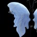 2.4" 35g Natural Crystal Blue Lace Agate Butterfly Wings Skull Statue + Iron Holder