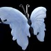 2.4" 35g Natural Crystal Blue Lace Agate Butterfly Wings Skull Statue + Iron Holder