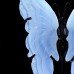 3.3" 46g Natural Crystal Blue Lace Agate Butterfly Wings Skull Statue + Iron Holder