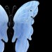 3.3" 46g Natural Crystal Blue Lace Agate Butterfly Wings Skull Statue + Iron Holder