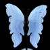 3.3" 46g Natural Crystal Blue Lace Agate Butterfly Wings Skull Statue + Iron Holder