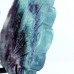 6.1" 316g Natural Crystal Blue Fluorite Peacock Wings Skull Statue + Iron Holder