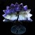 4" 114g Natural Crystal Purple Fluorite Peacock Wings Skull Statue + Iron Holder