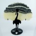 5.9" 236g Natural Crystal Oriental Jasper Peacock Wings Skull Statue + Iron Holder