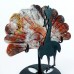 3.3" 57g Natural Crystal Red Lace Agate Peacock Wings Skull Statue + Iron Holder