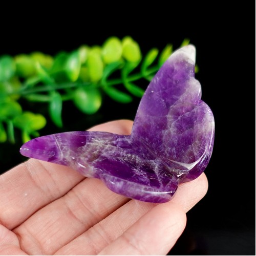 3" Dream Amethyst Quartz Butterfly Wings Carved Natural Crystal Statue Healing