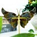 4.8" 330g Butterfly Wing Natural Crystal Statue Carved India Agate Copper Holder