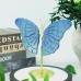 5" 353g Butterfly Wings Natural Crystal Statue Carved Blue Aventurine Copper Holder