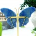 5" 353g Butterfly Wings Natural Crystal Statue Carved Blue Aventurine Copper Holder