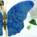 5" 353g Butterfly Wings Natural Crystal Statue Carved Blue Aventurine Copper Holder