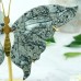 5" 353g Butterfly Wings Natural Crystal Statue Carved Crocodile Jasper Copper Holder