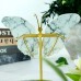 5" 369g Butterfly Wings Natural Crystal Statue Carved White Turquoise Copper Holder