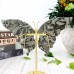 7.1" 509g Butterfly Wing Natural Crystal Statue Carved Black Crazy Agate Copper Holder