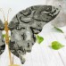 7.1" 509g Butterfly Wing Natural Crystal Statue Carved Black Crazy Agate Copper Holder