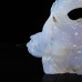 10" Blue Chalcedony Realistic Dragon Skull Statue Natural Crystal Stone Sculpture