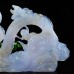 10" Blue Chalcedony Realistic Dragon Skull Statue Natural Crystal Stone Sculpture