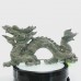 11" Nine Dragon Jade Realistic Dragon Skull Statue Natural Crystal Sculpture