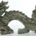 11" Nine Dragon Jade Realistic Dragon Skull Statue Natural Crystal Sculpture