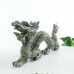 11" Nine Dragon Jade Realistic Dragon Skull Statue Natural Crystal Sculpture