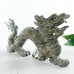 11" Nine Dragon Jade Realistic Dragon Skull Statue Natural Crystal Sculpture