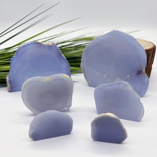 Natural Agate Slice Polishing Light Table Slices Slabs Display Decor Gemstone Blue Chalcedony Crystal Slabs