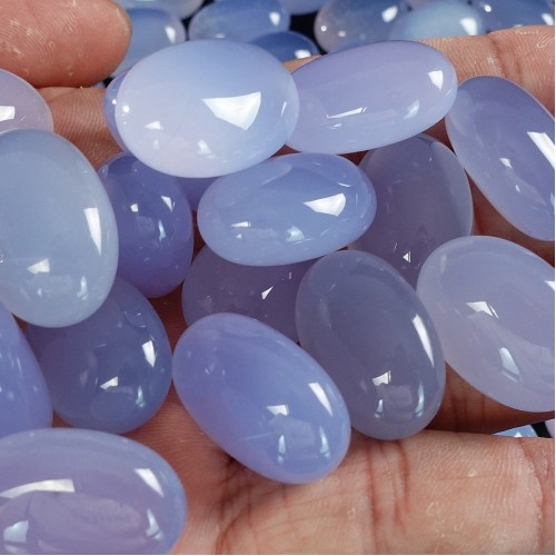 Wholesale 10PCS Oval Shape Natural Crystal Blue Chalcedony Reiki Healing DIY Craft