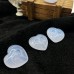 Blue Chalcedony Heart Skull Green Fluorite Heart Skull Pure Quartz Pocket Stone Reiki Healing Gift