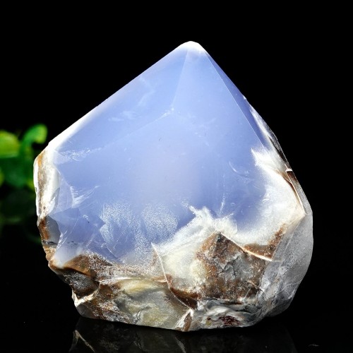 376g 3.15" Blue Chalcedony Rough Specimen Pointed Tower Natural Crystal Energy Stone