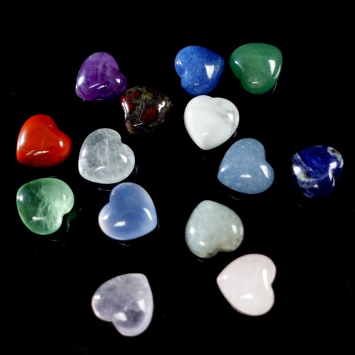 15mm Natural Crystal 3D Heart Shape Hand Carved Statue Reiki Healing DIY Craft 1PC