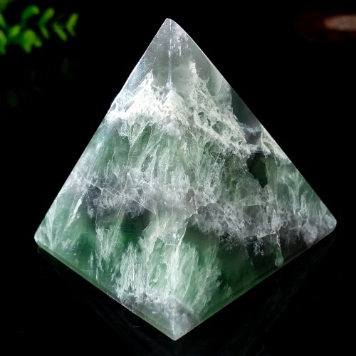 1105g 4" Natural Green Fluorite Quartz Crystal Pyramid Tower Healing Energy Stone