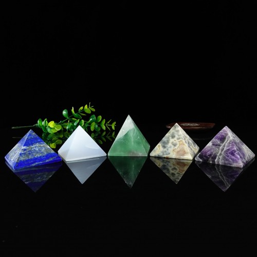 2" Natural Crystal Quartz Pyramid Tower Statue Energy Stone Reiki Healing Decor 50x50x37mm