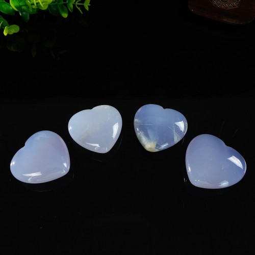 50mm Natural Crystal Heart Shape Blue Chalcedony Carved Quartz DIY Making Reikli Healing 1PC