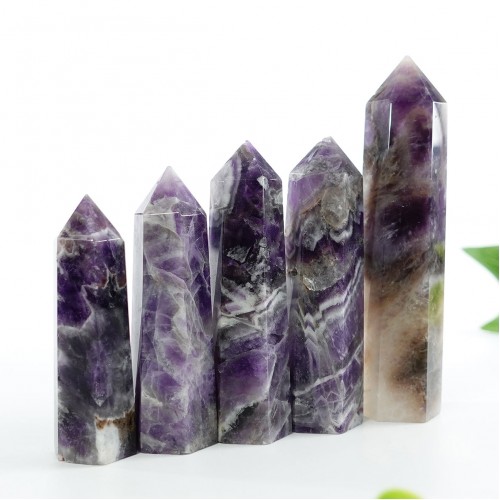 Wholesale Natural Crystal Hexagonal Tower Point Amethyst Quartz Stone Chakra Reiki Healing