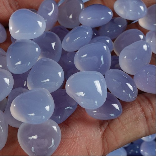 Wholesale 10PCS Heart Natural Crystal Blue Chalcedony Carved Reiki Healing DIY Craft