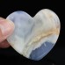 2" Hand Carved Heart Natural Blue Chalcedony Ornaments Art Decor Display