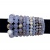 Gemstone Chalcedony Stretch Bracelet Blue Agate Bead Stone Bracelets