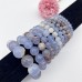 Gemstone Chalcedony Stretch Bracelet Blue Agate Bead Stone Bracelets