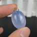 1" Natural Oval Crystal Pendant Blue Chalcedony Hand Carved Polished 1pc