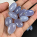 1" Natural Oval Crystal Pendant Blue Chalcedony Hand Carved Polished 1pc