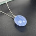 1" Natural Oval Crystal Pendant Blue Chalcedony Hand Carved Polished 1pc