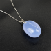 1" Natural Oval Crystal Pendant Blue Chalcedony Hand Carved Polished 1pc