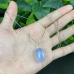 1" Natural Oval Crystal Pendant Blue Chalcedony Hand Carved Polished 1pc