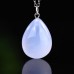 Natural Crystal Drop Shaped Blue Chalcedony Pendant Hand Carved Polished 1pc