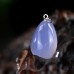 Natural Crystal Drop Shaped Blue Chalcedony Pendant Hand Carved Polished 1pc